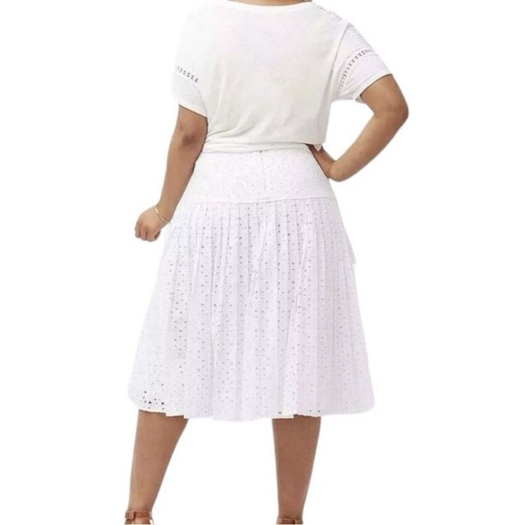 Lane Bryant Ruffled White Eyelet Lace Skirt - Picture 7 of 11